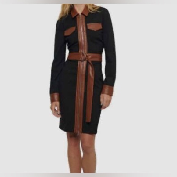 DEREK LAM 10 CROSBY Black Jayda Mixed-Media Dress🔥 - Picture 16 of 16